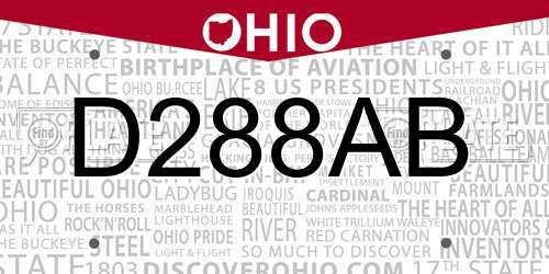 D288AB Ohio License Plate