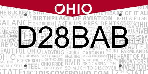 D28BAB Ohio License Plate