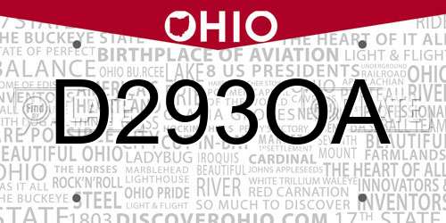 D293OA Ohio License Plate