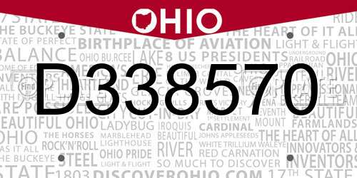 D338570 Ohio License Plate