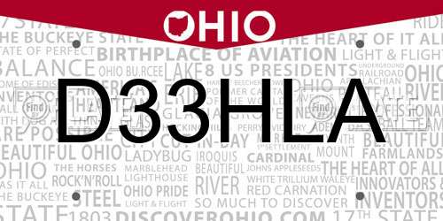 D33HLA Ohio License Plate
