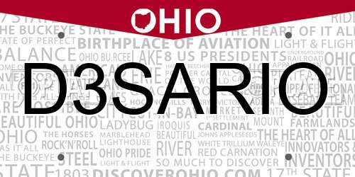 D3SARIO Ohio License Plate