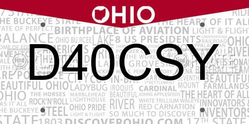 D40CSY Ohio License Plate