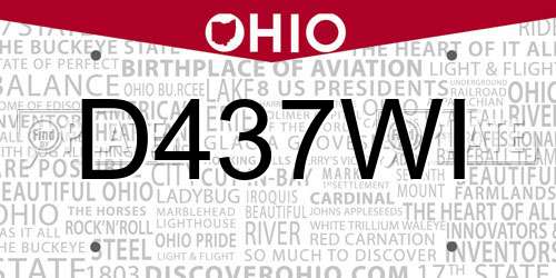 D437WI Ohio License Plate