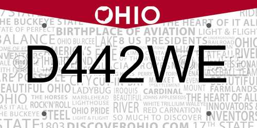 D442WE Ohio License Plate