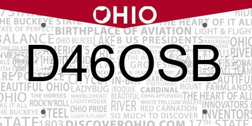 D46OSB Ohio License Plate