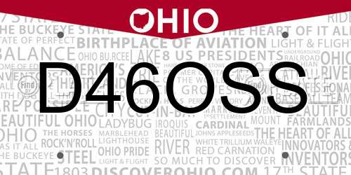 D46OSS Ohio License Plate