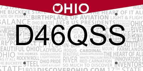 D46QSS Ohio License Plate