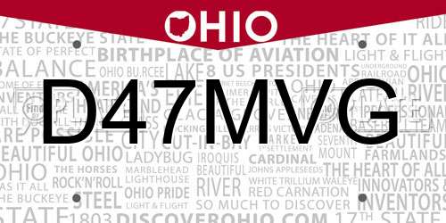 D47MVG Ohio License Plate