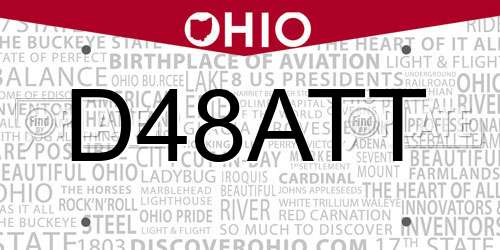 D48ATT Ohio License Plate