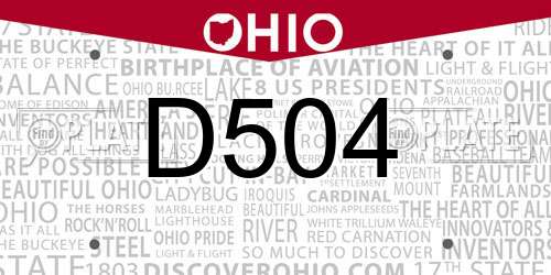 D504 Ohio License Plate