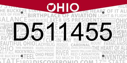 D511455 Ohio License Plate