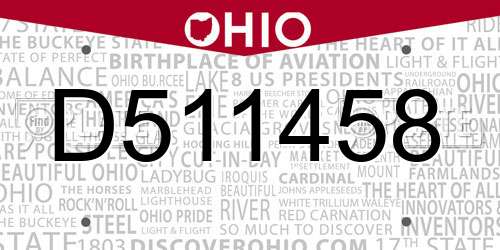 D511458 Ohio License Plate