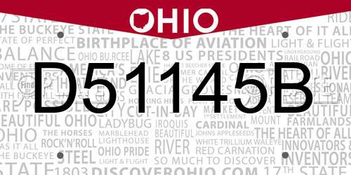 D51145B Ohio License Plate