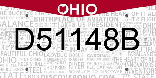 D51148B Ohio License Plate