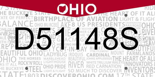 D51148S Ohio License Plate