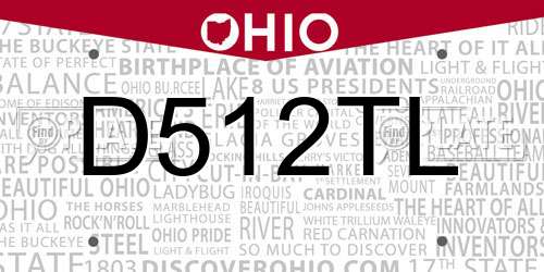 D512TL Ohio License Plate
