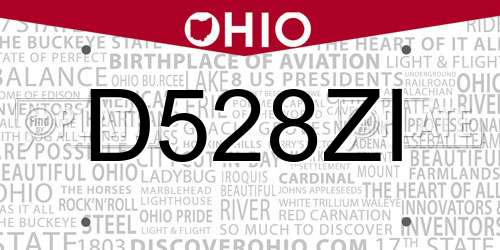 D528ZI Ohio License Plate