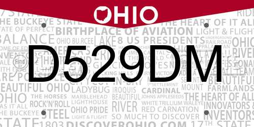 D529DM Ohio License Plate