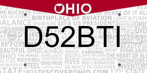 D52BTI Ohio License Plate