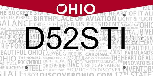 D52STI Ohio License Plate