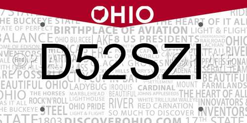 D52SZI Ohio License Plate