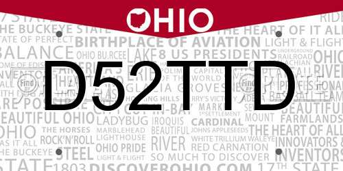 D52TTD Ohio License Plate