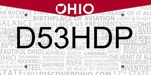 D53HDP Ohio License Plate