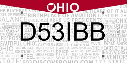 D53IBB Ohio License Plate