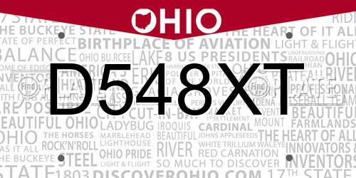 D548XT Ohio License Plate