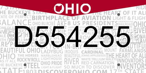 D554255 Ohio License Plate