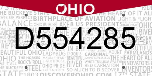 D554285 Ohio License Plate