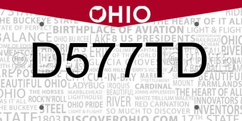 D577TD Ohio License Plate