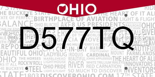 D577TQ Ohio License Plate