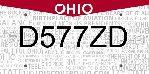 D577ZD Ohio License Plate
