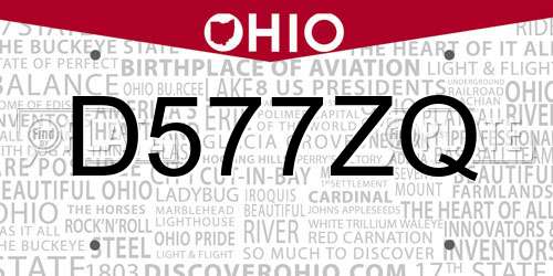 D577ZQ Ohio License Plate