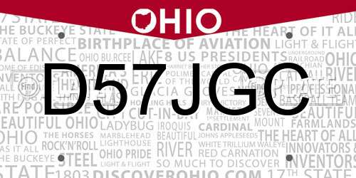 D57JGC Ohio License Plate