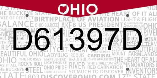 D61397D Ohio License Plate