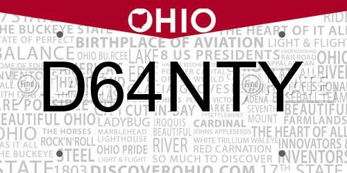 D64NTY Ohio License Plate