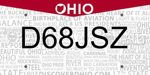 D68JSZ Ohio License Plate