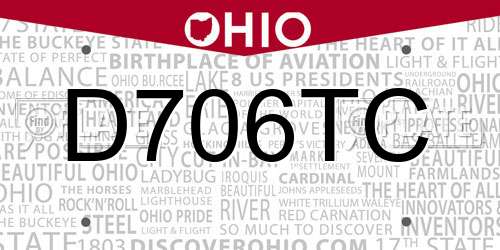 D706TC Ohio License Plate