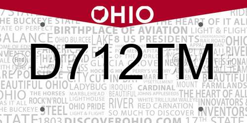 D712TM Ohio License Plate