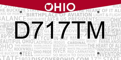 D717TM Ohio License Plate