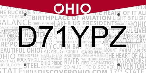 D71YPZ Ohio License Plate