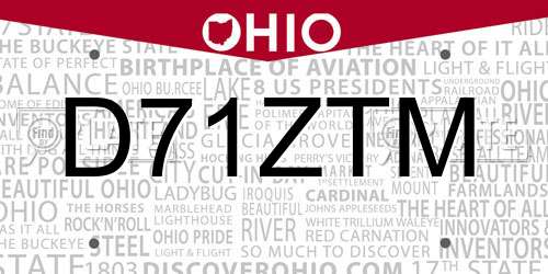 D71ZTM Ohio License Plate