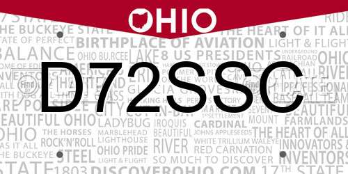 D72SSC Ohio License Plate