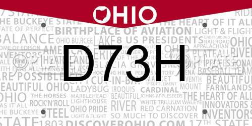 D73H Ohio License Plate