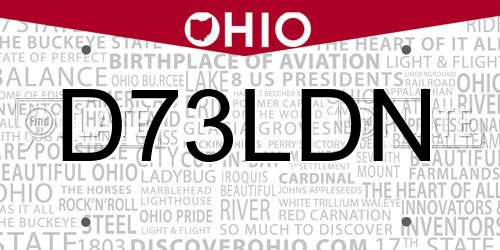D73LDN Ohio License Plate