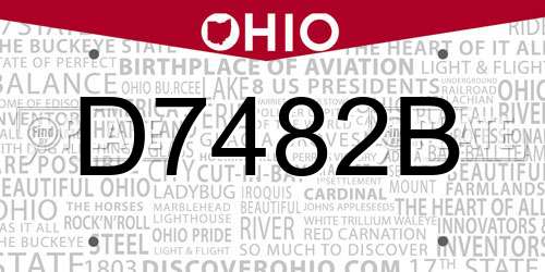 D7482B Ohio License Plate