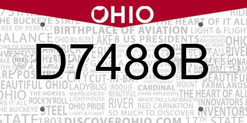 D7488B Ohio License Plate